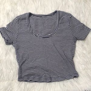 AA Navy and white stripped crop top